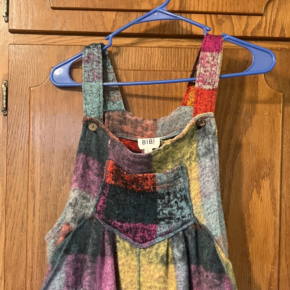 Multicolor Knit Sweater Overalls